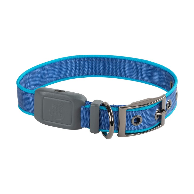 Nite Ize NiteDog Rechargeable LED Collar - Light Up Dog Collar with Durable Metal Buckle - Water-Resistant & Rechargeable Collar - Dog Supplies for Night Activities - Medium, Blue - Image 2